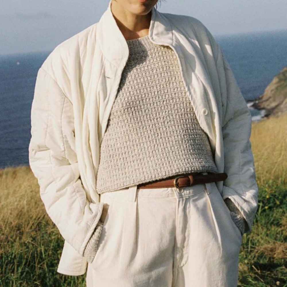 OZMA Quilted Silk Noil Jacket Coat - Picture 3 of 3